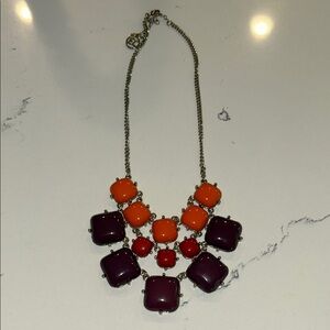 Vibrant Orange and Purple Floral Necklace